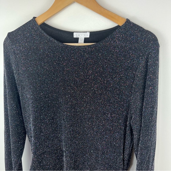 LEITH Shimmer Ruched Mini Dress in Black Multi - Picture 8 of 12